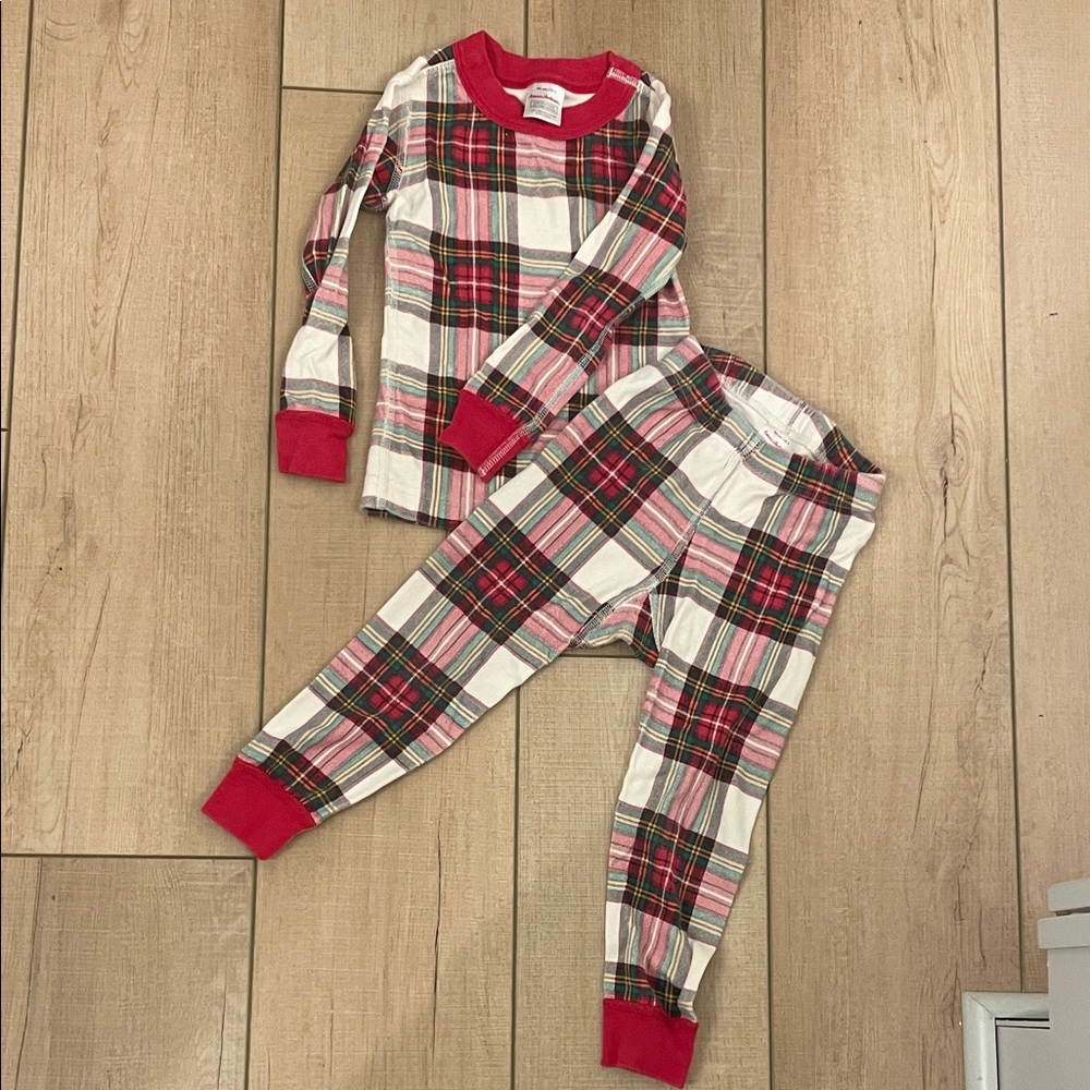 Hanna Andersson Plaid Kids Christmas Pajamas Set, 90cm/US 3